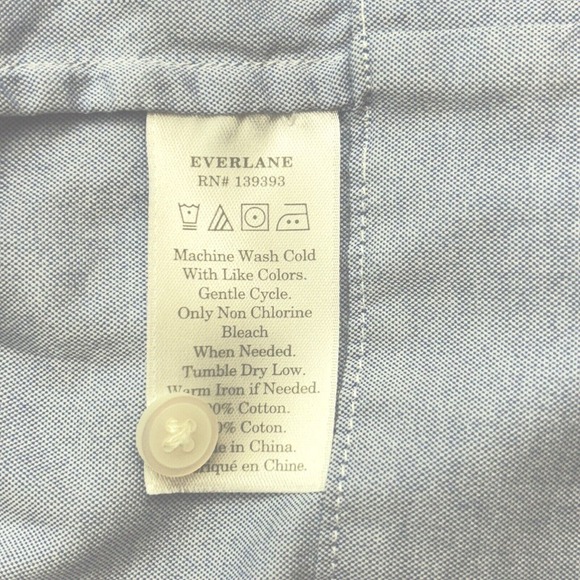 EUC Everlane Sz 2 Collarless Belted Shirt Dress. Shift Pockets. Cotton Blue - Picture 12 of 12